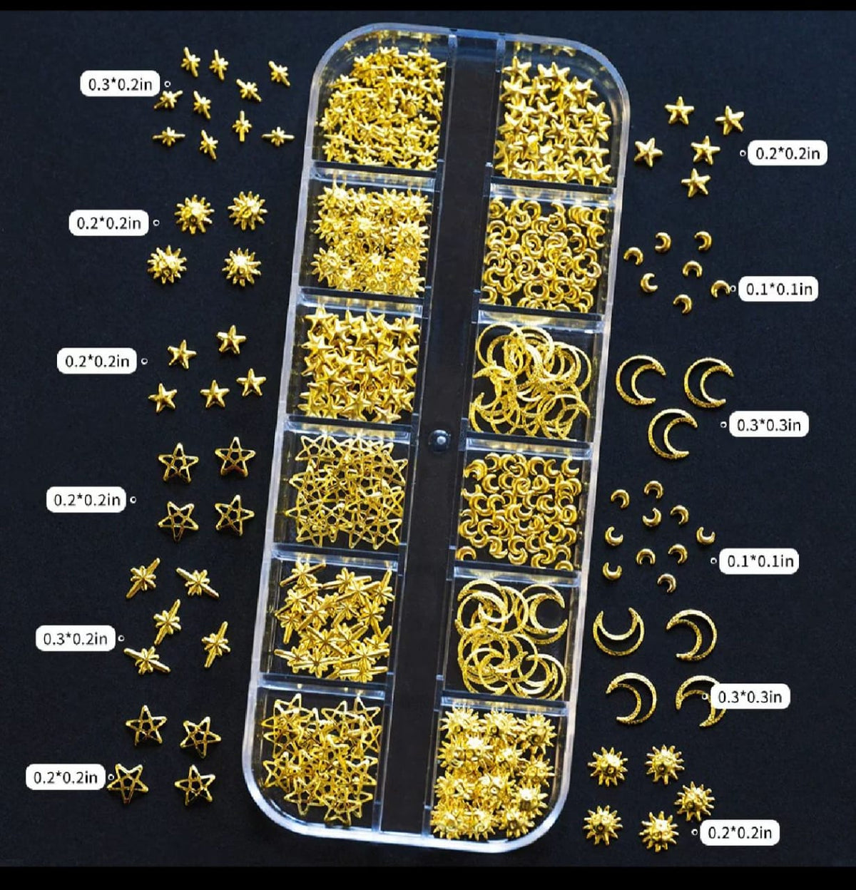 Gold Nail Charms Design